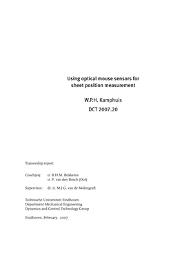 Using Optical Mouse Sensors for Sheet Position Measurement W.P.H