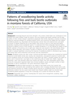 Patterns of Woodboring Beetle Activity Following Fires and Bark Beetle Outbreaks in Montane Forests of California, USA Chris Ray1* , Daniel R