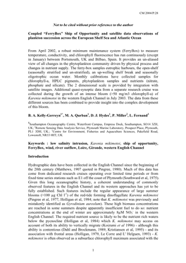 Coupled “Ferrybox” Ship of Opportunity and Satellite Data Observations of Plankton Succession Across the European Shelf Sea and Atlantic Ocean