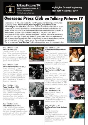 Overseas Press Club on Talking Pictures TV