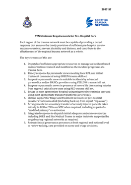 STN Minimum Requirements for Pre-Hospital Care