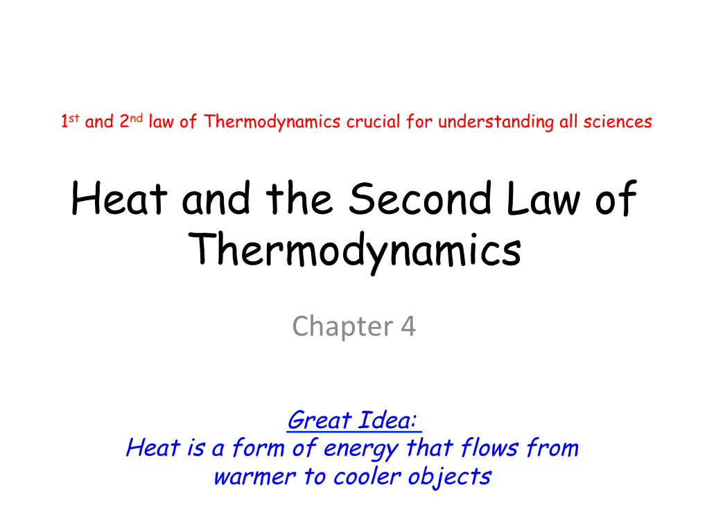 Heat and the Second Law of Thermodynamics