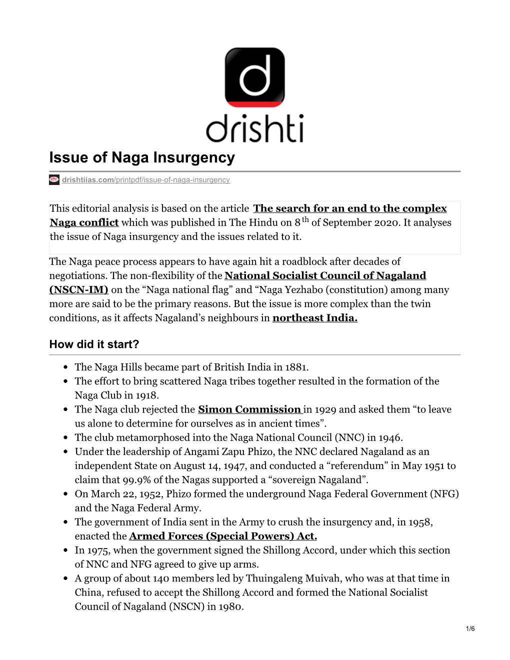 Issue of Naga Insurgency