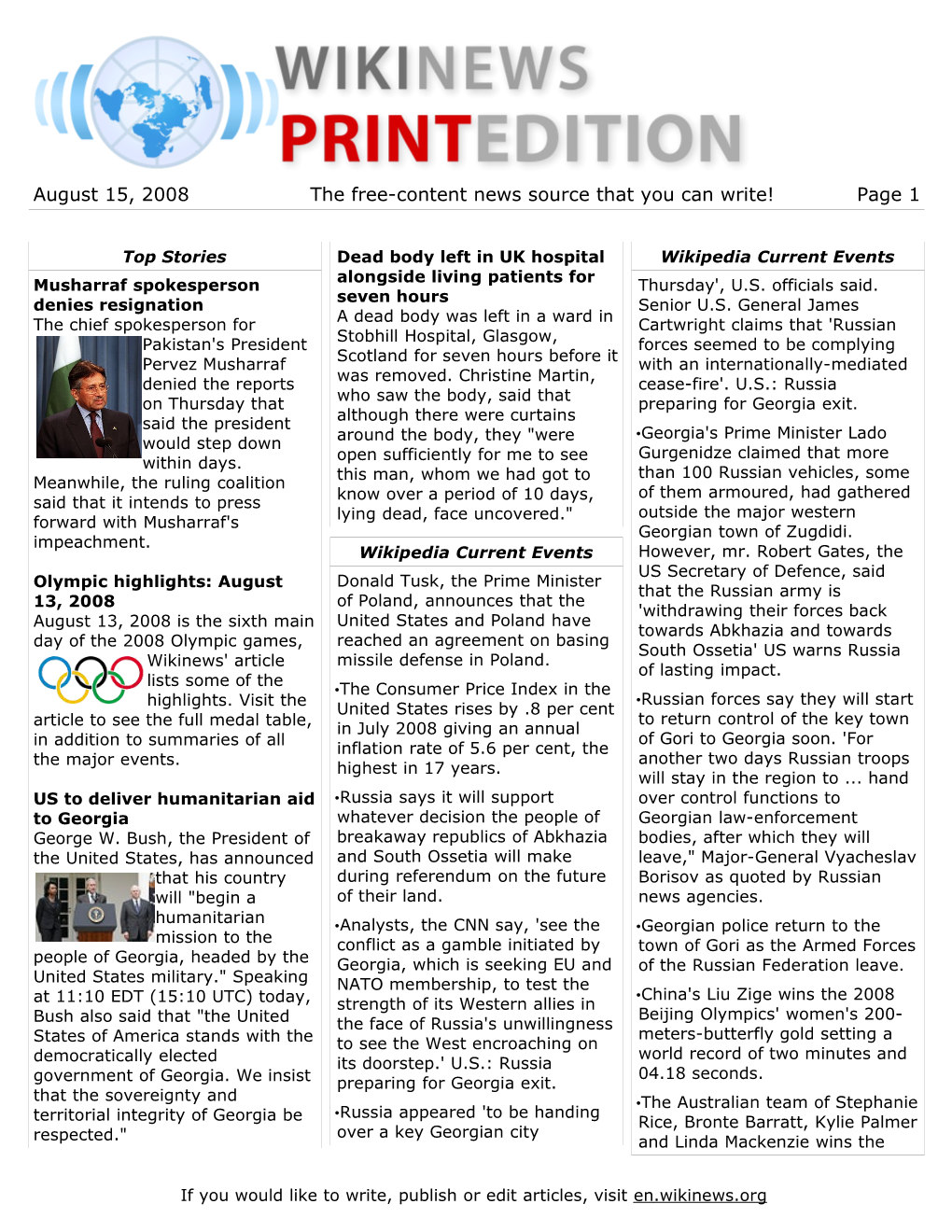 August 15, 2008 the Free-Content News Source That You Can Write! Page 1