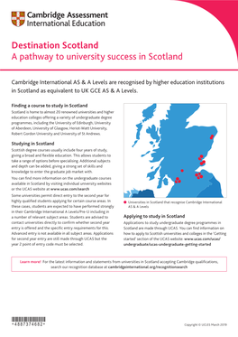 Destination Scotland a Pathway to University Success in Scotland