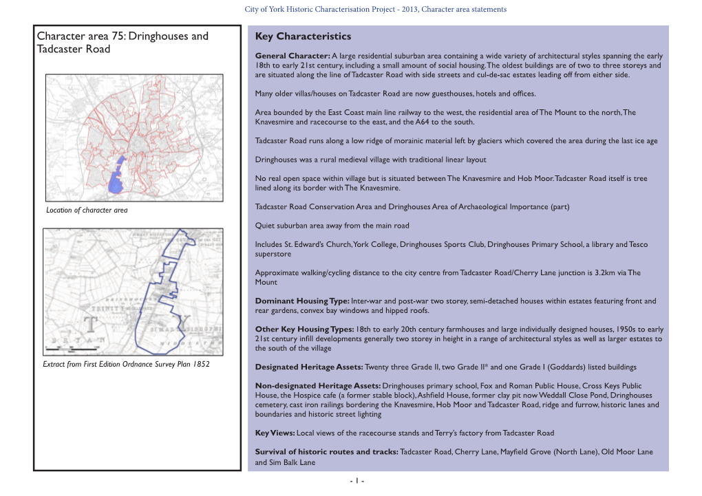 Character Area 75: Dringhouses and Tadcaster Road