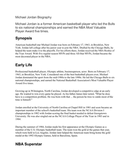 Synopsis Early Life NBA Superstar