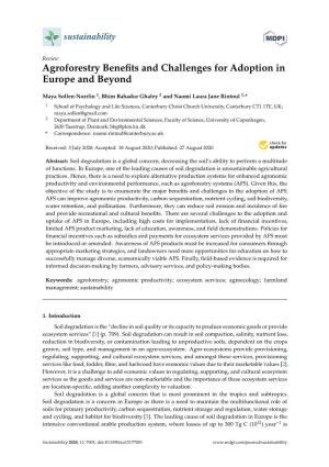 Agroforestry Benefits and Challenges for Adoption in Europe and Beyond