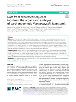 Data from Expressed Sequence Tags from the Organs and Embryos Of