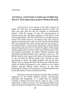 Abdul Rauf EXTERNAL and INTERNAL IMPULSES of BRITISH