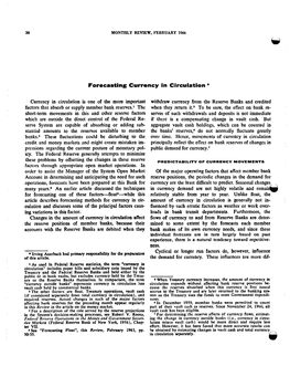 Forecasting Currency in Circulation, February 1964