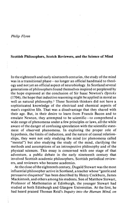 Philip Flynn Scottish Philosophers, Scotch Reviewers, and the Science of Mind in the Eighteenth and Early Nineteenth Centuries