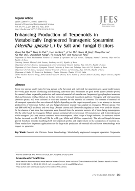 Enhancing Production of Terpenoids in Metabolically Engineered Transgenic Spearmint (Mentha Spicata L.) by Salt and Fungal Elicitors
