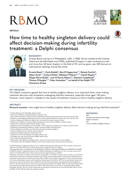 How Time to Healthy Singleton Delivery Could Affect Decision-Making During Infertility Treatment: a Delphi Consensus