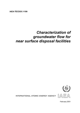 Characterization of Groundwater Flow for Near Surface Disposal Facilities Iaea, Vienna, 2001 Iaea-Tecdoc-1199 Issn 1011–4289