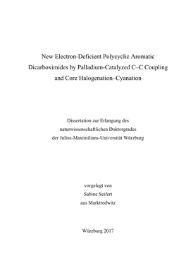 New Electron-Deficient Polycyclic Aromatic Dicarboximides by Palladium-Catalyzed C–C Coupling and Core Halogenation–Cyanation