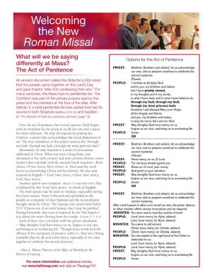 Welcoming the New Roman Missal