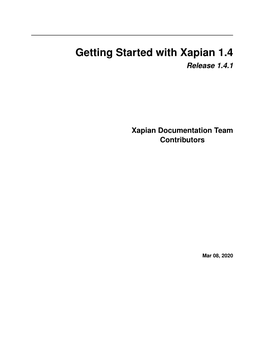 Getting Started with Xapian 1.4 Release 1.4.1