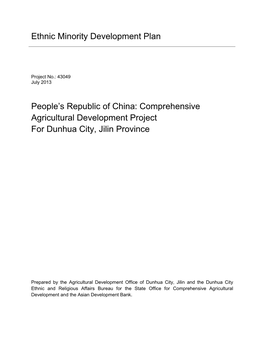 43049-013: Dunhua City, Jilin Province Ethnic Minority
