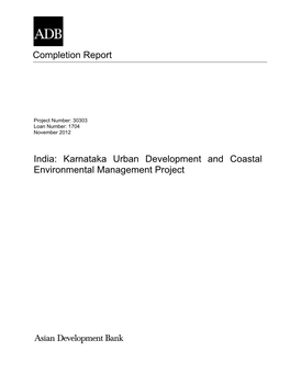 Completion Report India: Karnataka Urban Development and Coastal