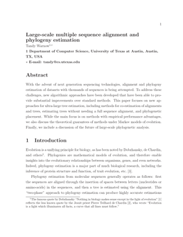 Large-Scale Multiple Sequence Alignment and Phylogeny Estimation