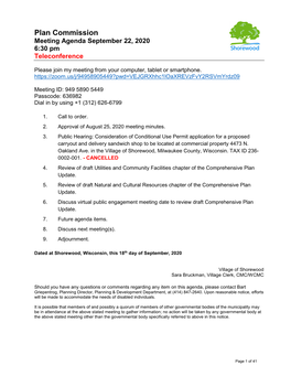 Plan Commission Agenda