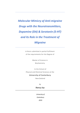 Serotonin (5-HT) and Its Role in the Treatment of Migraine