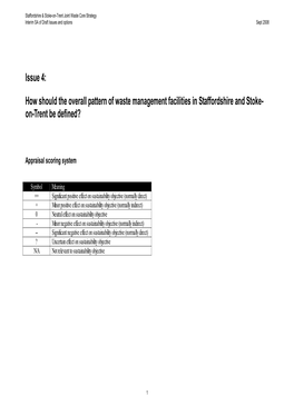 Issue 4: How Should the Overall Pattern of Waste Management Facilities in Staffordshire and Stoke- On-Trent Be Defined?