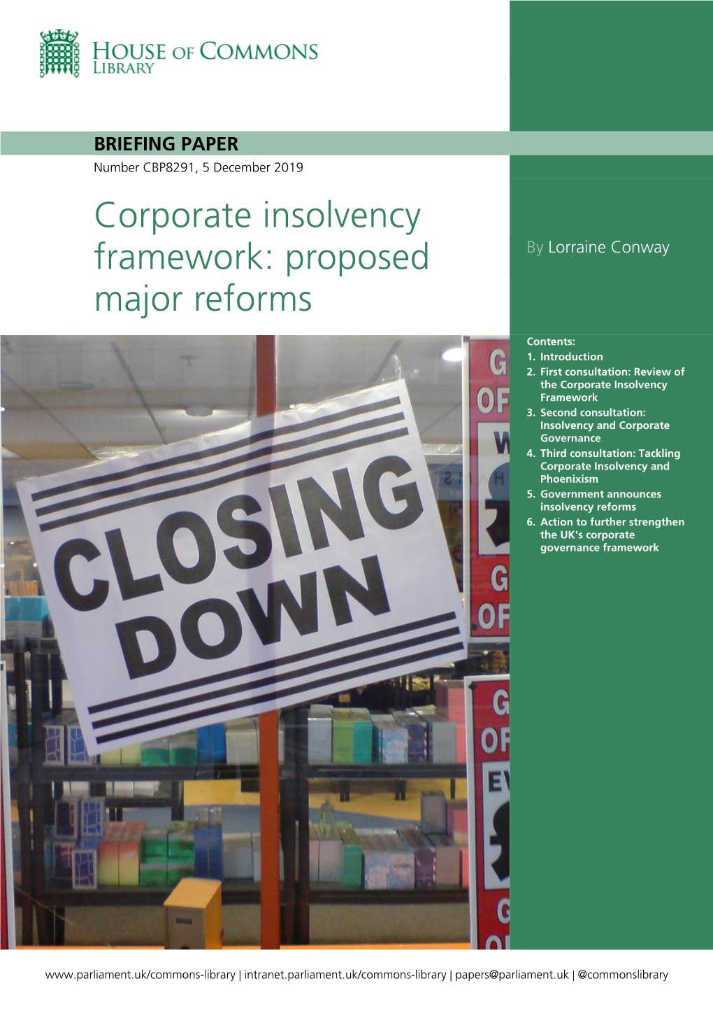 Corporate Insolvency Framework: Proposed Major Reforms
