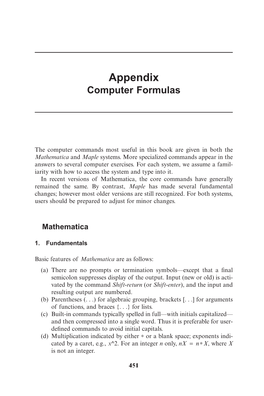Appendix Computer Formulas ▼