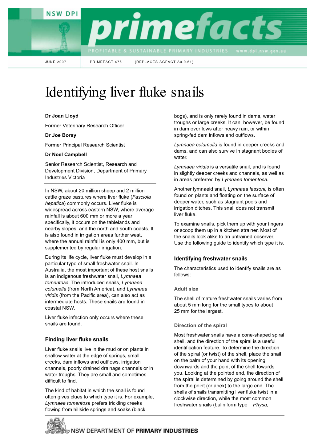 Identifying Liver Fluke Snails