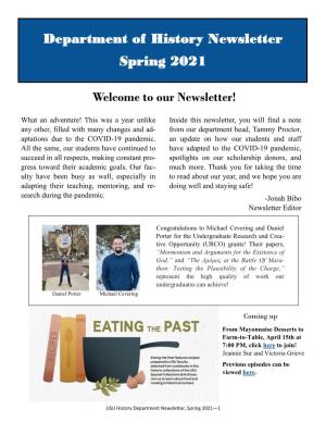 Department of History Newsletter Spring 2021