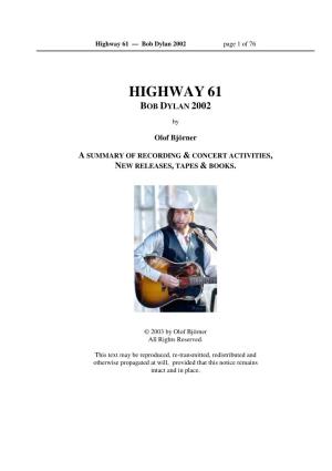 Highway 61 — Bob Dylan 2002 Page 1 of 76