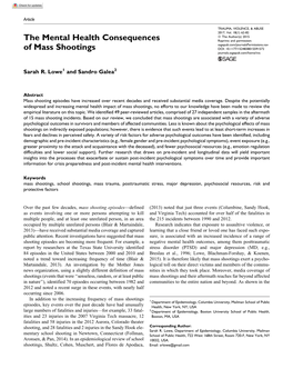 The Mental Health Consequences of Mass Shootings