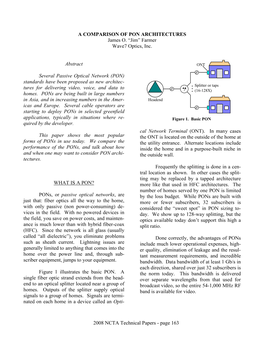 A COMPARISON of PON ARCHITECTURES James O