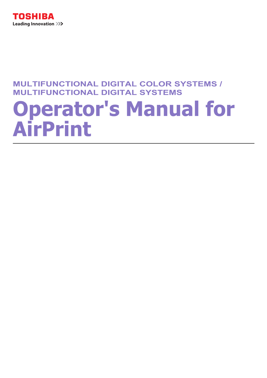 Operator's Manual for Airprint