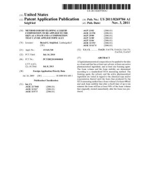 (12) Patent Application Publication (10) Pub. No.: US 2011/0269704 A1 Seigfried (43) Pub