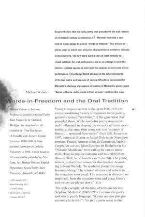 Rds-In-Freedom and the Oral Tradition