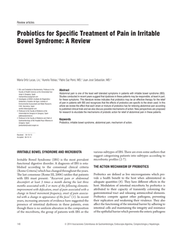 Probiotics for Specific Treatment of Pain in Irritable Bowel Syndrome: a Review