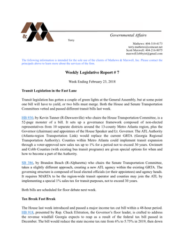 Weekly Legislative Report #7 02-23-18