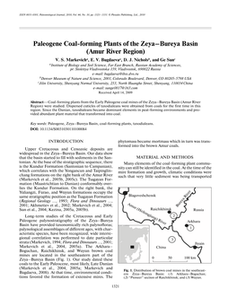 Paleogene Coal Forming Plants of the Zeya–Bureya Basin (Amur River