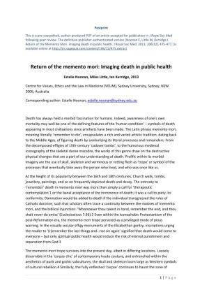Return of the Memento Mori: Imaging Death in Public Health