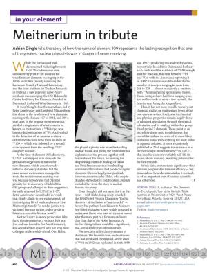 Meitnerium in Tribute