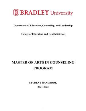 Master of Arts in Counseling Program
