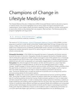 Champions of Change in Lifestyle Medicine