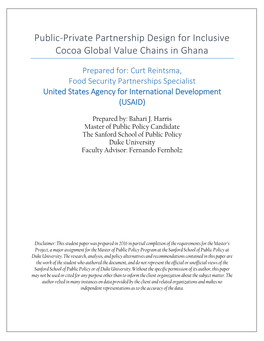 Public-Private Partnership Design for Inclusive Cocoa Global Value Chains in Ghana