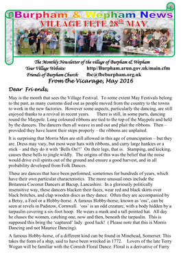 The Monthly Newsletter of the Village of Burpham & Wepham Your Village Website: Http//Burpham.Arun.Gov.Uk/Main.Cfm Friends O