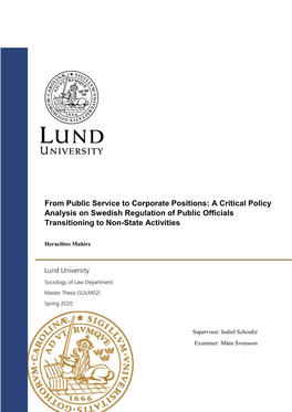 A Critical Policy Analysis on Swedish Regulation of Public Officials