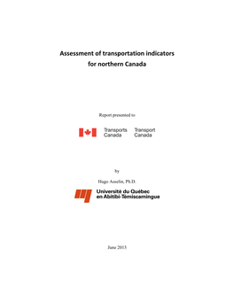 Assessment of Transportation Indicators for Northern Canada