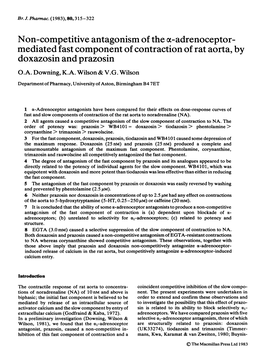 Non-Competitive Antagonism of the Oc-Adrenoceptor- Mediated Fast Component of Contraction of Rat Aorta, by Doxazosin and Prazosin O.A